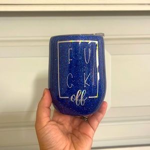 Epoxy glittery blue wine tumbler